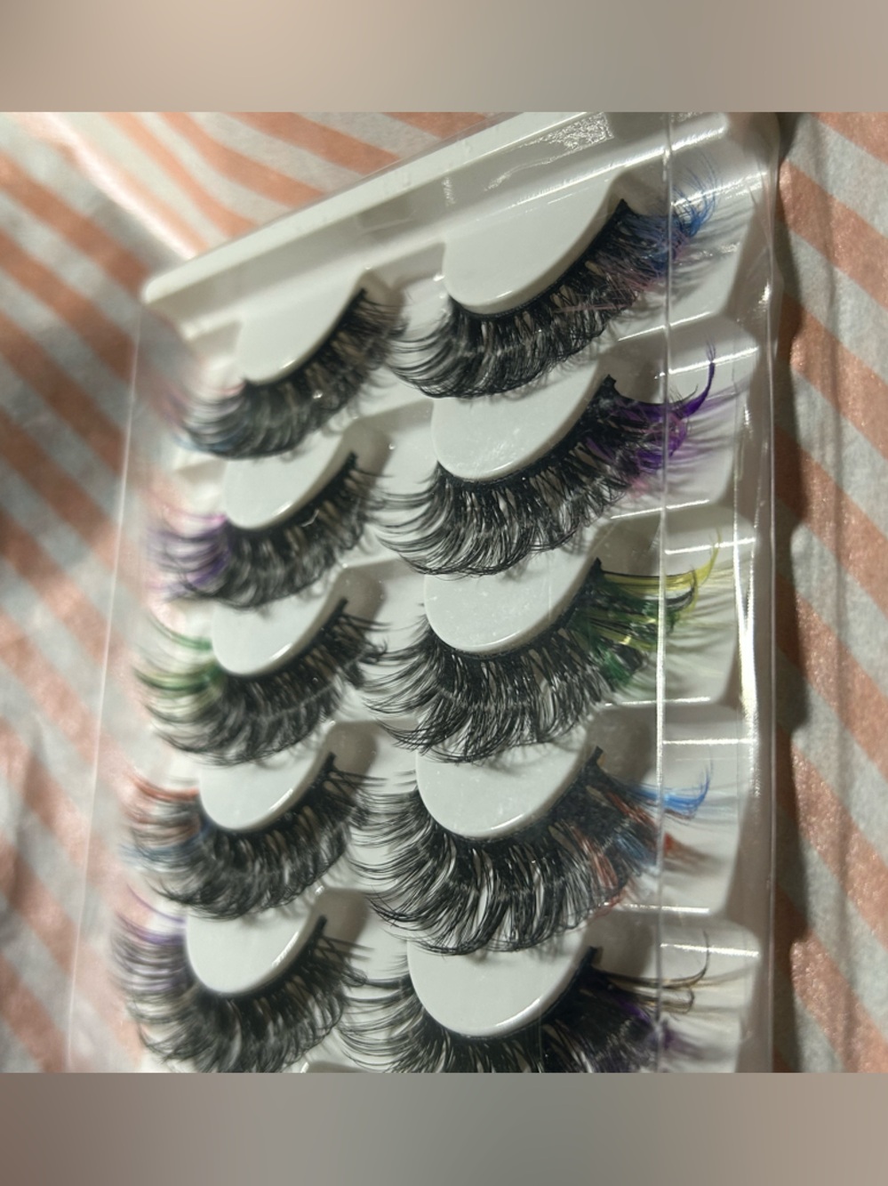 Dramatic Black False Eyelashes with Colorful Accent Tips - Set of 10